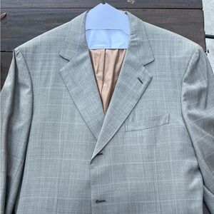 Brioni - 44R - Windowpane - Beige w Lavender